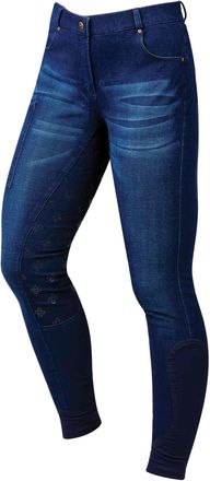 Dublin Shona Full Grip Silicone Print Denim Breeches, Light Blue Denim, Ladies 12/30