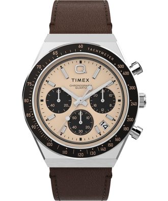 Timex Q Diver Chrono Mens Brown Watch TW2W51800 Leather (archived) - One Size