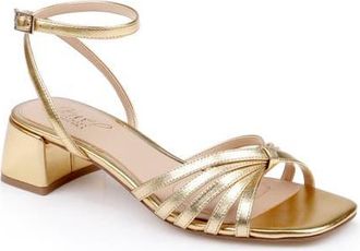 Badgley Mischka Pasco Ankle Strap Sandal in Gold Leather at Nordstrom, Size 9.5