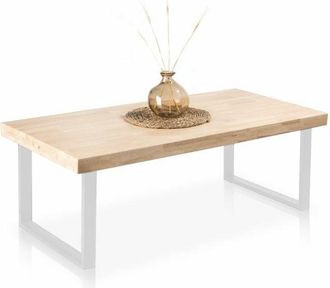 Mirakemueble Mirakemueble - Mesa de centro Natural Roble salvaje - Blanco 120cm (ancho) x 43,5cm (alto)