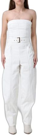 A|X Armani Exchange Katoenen Denim Jumpsuit met Riem - Dames - Jumpsuits & Playsuits - Wit - Maat: 2XS Katoen