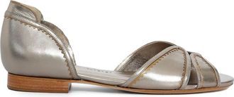 Sarah Chofakian metallic flat sandals - women - Calf Leather/Rubber/Fabric - 36 - Grey