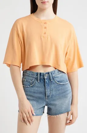 Brixton Carefree Organic Cotton Crop Top in Peach Cobbler at Nordstrom, Size X-Small