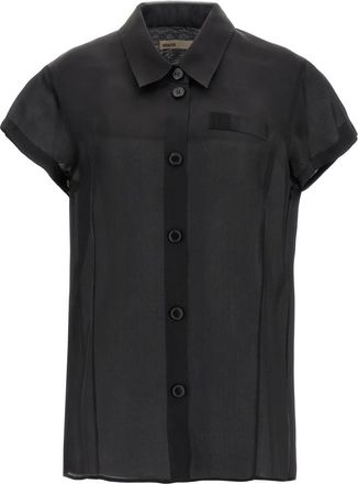 Khaite Keefe Semi-transparante Zijde Organza Shirt - Dames - Overhemden - Zwart - M - Organza - Overhemden
