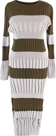 Issey Miyake Issey Miyake Pleats Please Two Tone Ribbed Midi Dress Size XXS