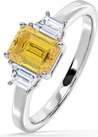 The Diamond Store Erika Yellow Lab Diamond 1.70ct Emerald Cut Ring in 18K White Gold - Elara Collection