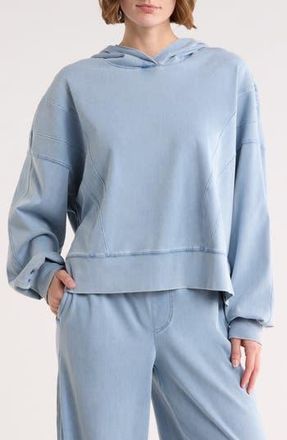 Yogalicious Flow Crop Hooded Sweatshirt in Washed Light Denim at Nordstrom Rack, Size X-Small