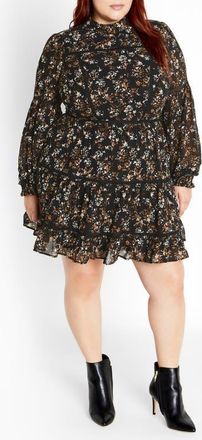 City Chic Lennox Floral Long Sleeve Dress at Nordstrom, Size Xxs