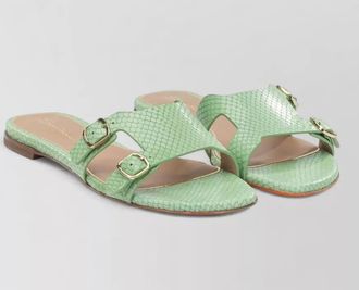 Santoni flat sandals open toe double buckle