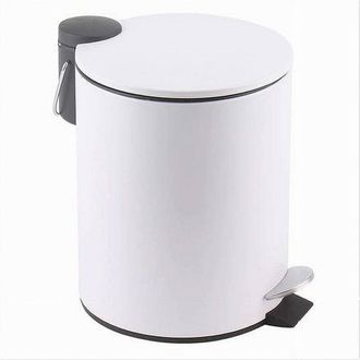 Trade Shop Trade Shop - Pattumiera Acciaio Pedale 5 Lt Bidone Cestino Spazzatura Bagno Casa Bianco 87450