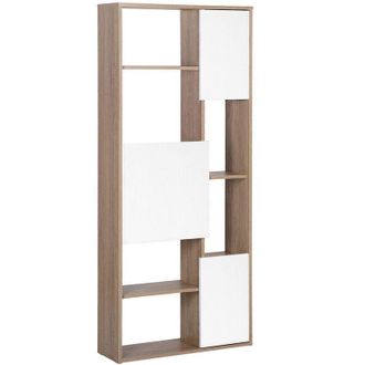 Beliani Beliani - Librería de 6 niveles blanca con estantes de madera clara almacenamiento sala de estar dormitorio Grada