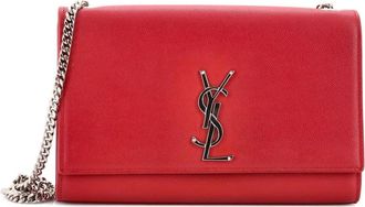 Saint Laurent Classic Monogram Grainy leren medium crossbodytas - Rood