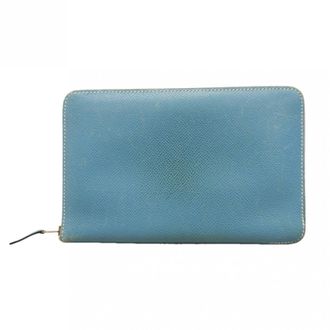 Herm&egrave;s Blue Jean Epsom Leather Long Wallet (Bi-Fold) (Pre-Owned)