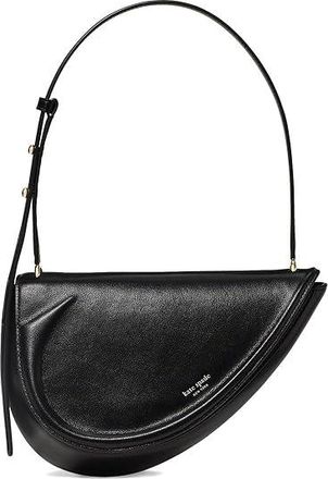 Kate Spade New York The Spade Fine Grain Leather Shoulder Bag Shoulder Womens Handbags Black