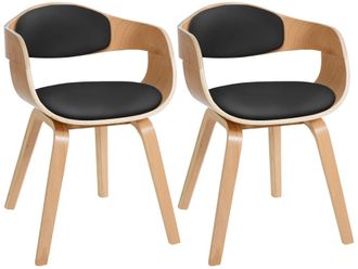 Clp Set de 2 sillas con asiento en Simil cuero Natural/negro