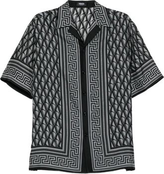 Versace Camicia V-Greca con stampa - Grigio