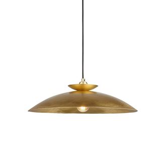 Netlighting Livorno Dome Pendant Ceiling Light Hammered Brass Brass Plate in Gold