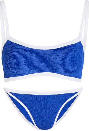 Hunza G Tyler Contrast-trim Crinkle Bikini - Black And White - One Size