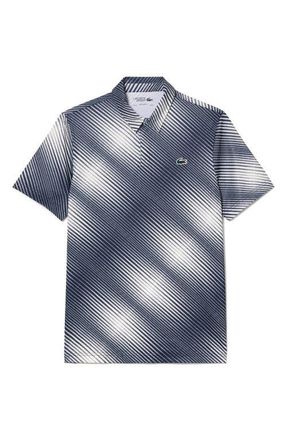 Lacoste Regular Fit Print Stretch Polo Shirt in Navy Blue at Nordstrom, Size 4