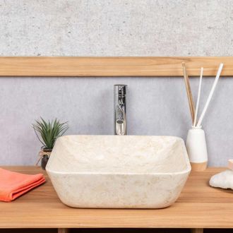 Wanda Collection Wanda Collection - Lavabo Cuadrado De M&aacute;rmol Cuarto De Ba&ntilde;o Carmen 40 Cm Crema