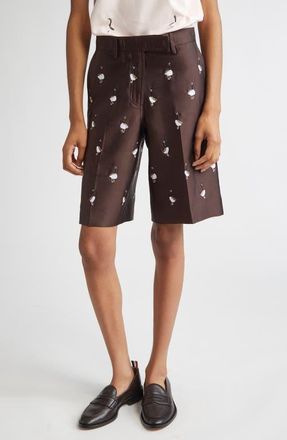 Thom Browne Geese Embroidered Twill Wide Leg Shorts at Nordstrom, Size 10 Us