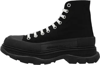 Alexander McQueen Tread Slick Canvas High Top Sneakers Black White 705659W4MV21000