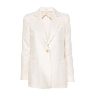 Max Mara Blazers, female, White, XS, White Linen Jacket Notched Lapels