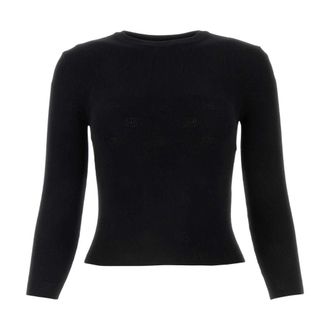 Balenciaga L/S Cropped Jumper - female - Balenciaga - Round-neck Knitwear - Black - M - Knitwear