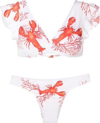 Brigitte sea life-print bikini set - women - Polyamide/Spandex/Elastane - G - White