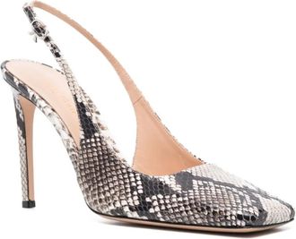 Gianvito Rossi Snake Skin Effect Square Toe Heels Size 37