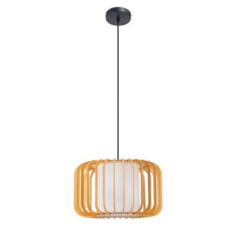 Forlight Forlight - Viva Lampara Colgante En Negro Y Madera Clara Para Bombilla E27
