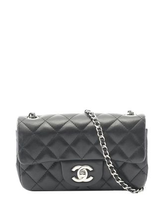 Chanel 2012 Extra Mini Rectangular Classic Lambskin Single Flap crossbody bag - Black