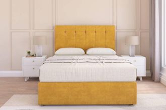 Sloomy Highbury Plush Divan Set No Drawers-26 Headboard in Mustard | Size: Single