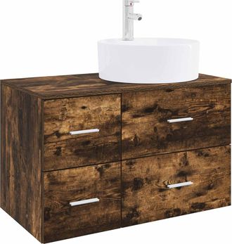vidaXL Juego De Muebles De Ba&ntilde;o 2 Uds. Roble Ahumado Vidaxl