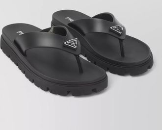 Prada soft cage thong sandals rubber sole