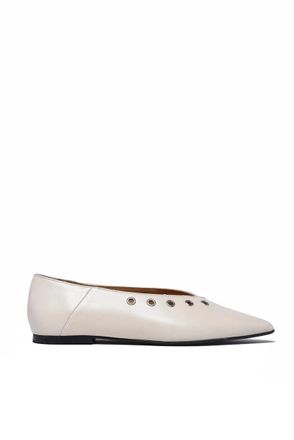 Toral Shoes Suede Pointed Ballerinas - White
