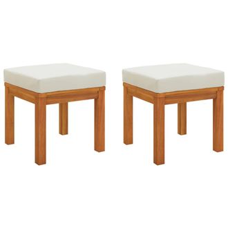 vidaXL Taburetes De Jard&iacute;n Con Cojines 2 Uds Madera Acacia 40x40x42 Cm Vidaxl