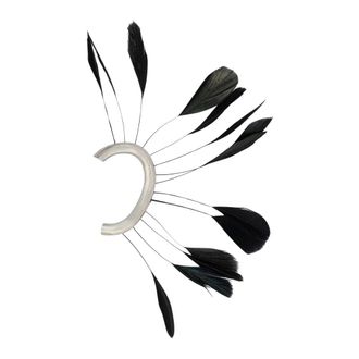 Patrizia Pepe Ear cuff con piume - - Accessories - Donna - Grigio - ONE SIZE