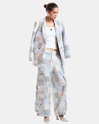Cynthia Rowley Seersucker Madras Cargo Pants