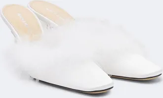 Mach & Mach Bridal feather-trimmed mules