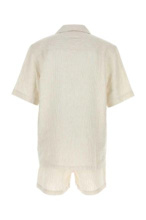 Ermenegildo Zegna Mens Ribbed Linen Shirt Beige Sweater