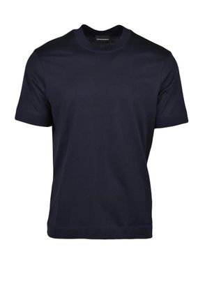 Emporio Armani Blue Perforated Cotton T-Shirt