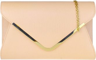 Girly HandBags Womens Animal Print Croc Flat Envelope Evening Clutch Bag Large Nude