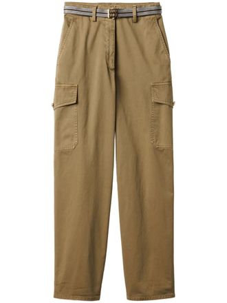 Miu Miu garment-dyed cotton trousers - Green