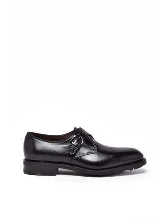Ferragamo Black Leather Monk Shoes