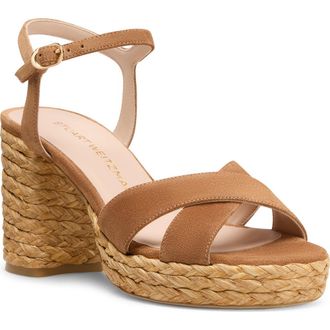 Stuart Weitzman Dayna Platform 80 Sandal in Doe/Natural at Nordstrom, Size 6.5