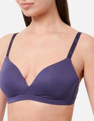 HUGO BOSS Womens CI Logo Padded Triangle Bra, Dark Purple - Size: XS