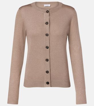 Brunello Cucinelli Cashmere-blend lamé cardigan