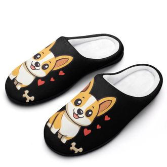 Generic Corgi Dog Womens Slippers Warm House Slippers Indoor House Shoes with Anti-Skid Rubber Sole