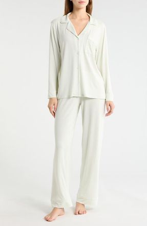 Eberjey Gisele Long Pajamas in Seafoam/Ivory at Nordstrom, Size X-Large